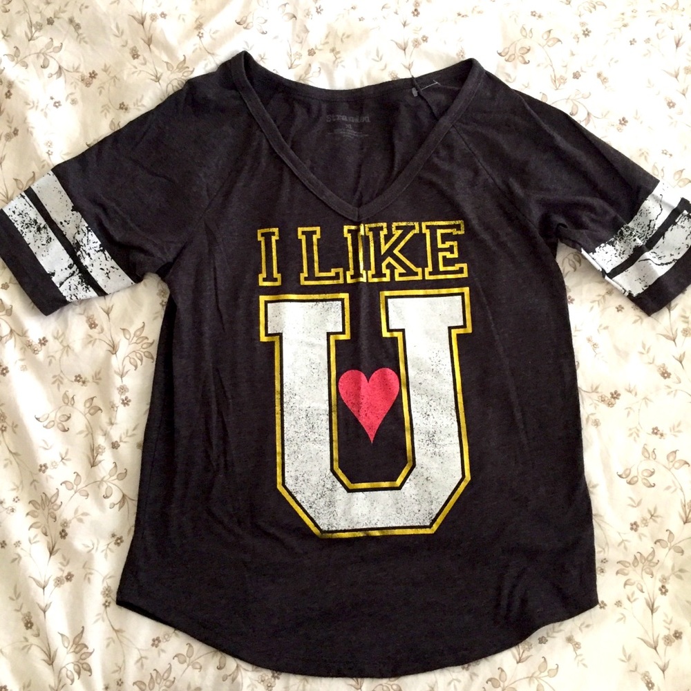 I like you' grey short sleeves shirt Size M